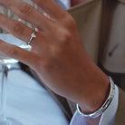 Oxford Silver Halo Pear Solitaire Ring